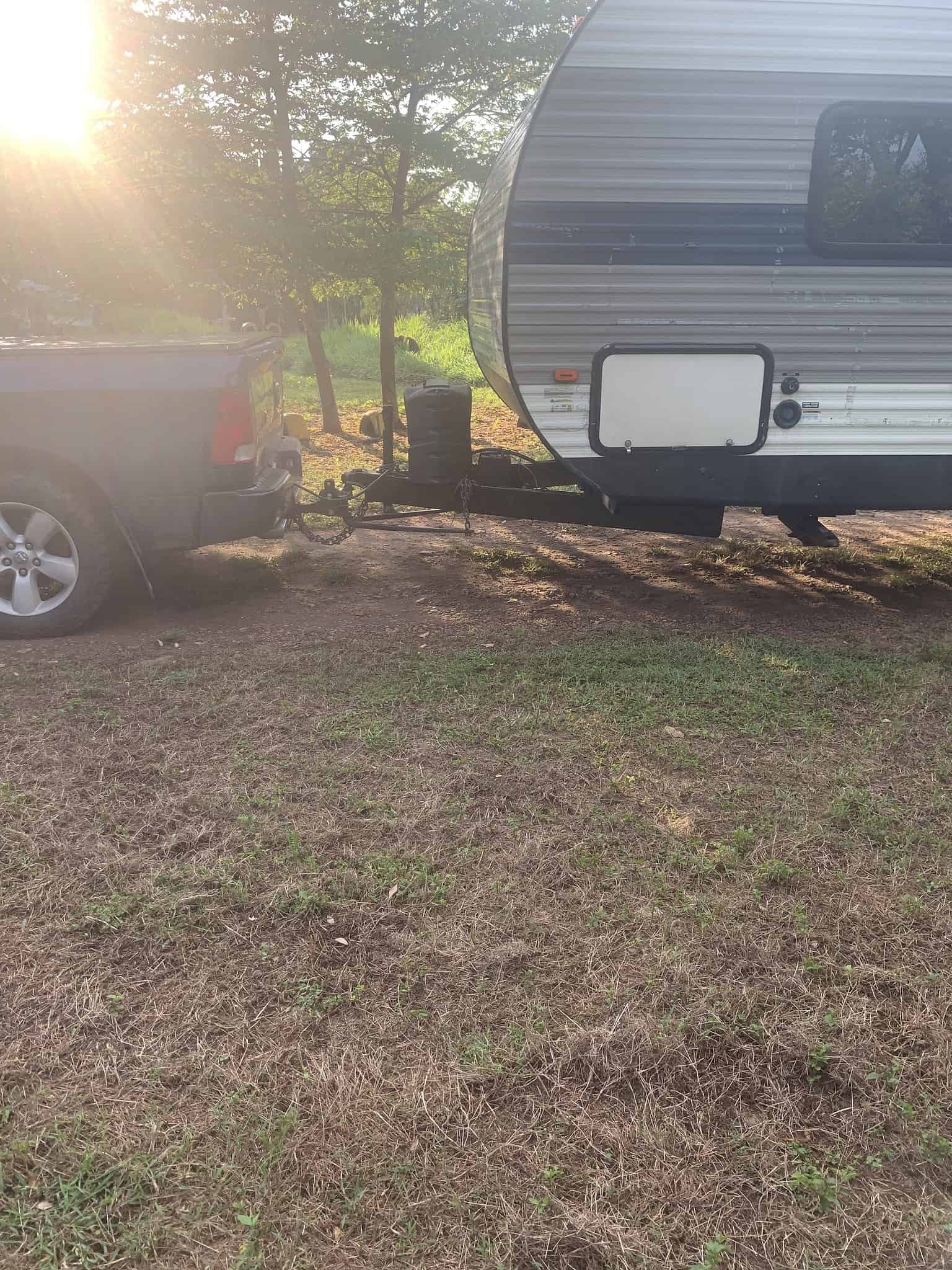 Bent travel trailer hitch discovered during our overland trip through Mexico