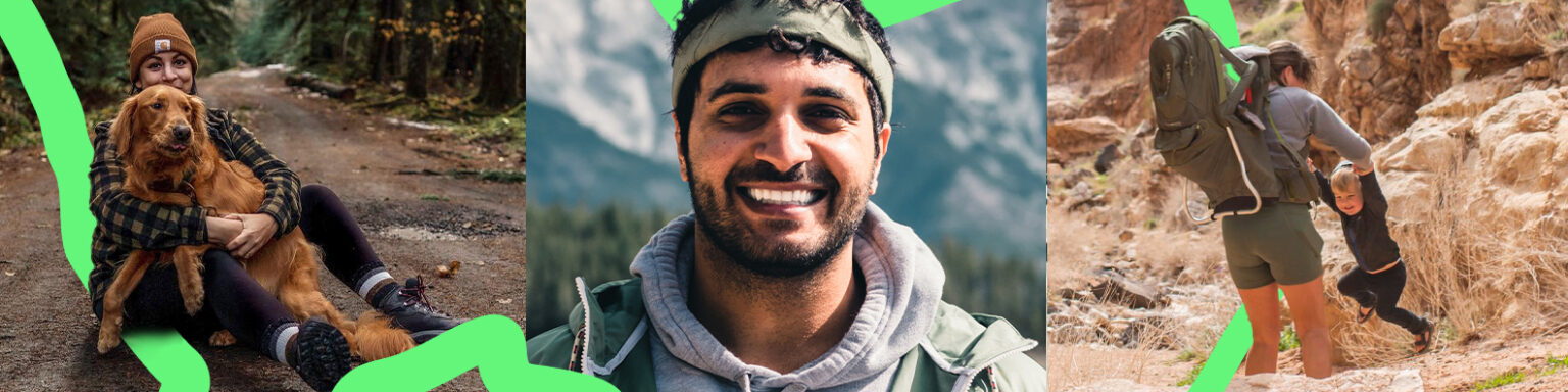 AllTrails banner showing outdoor exploration theme