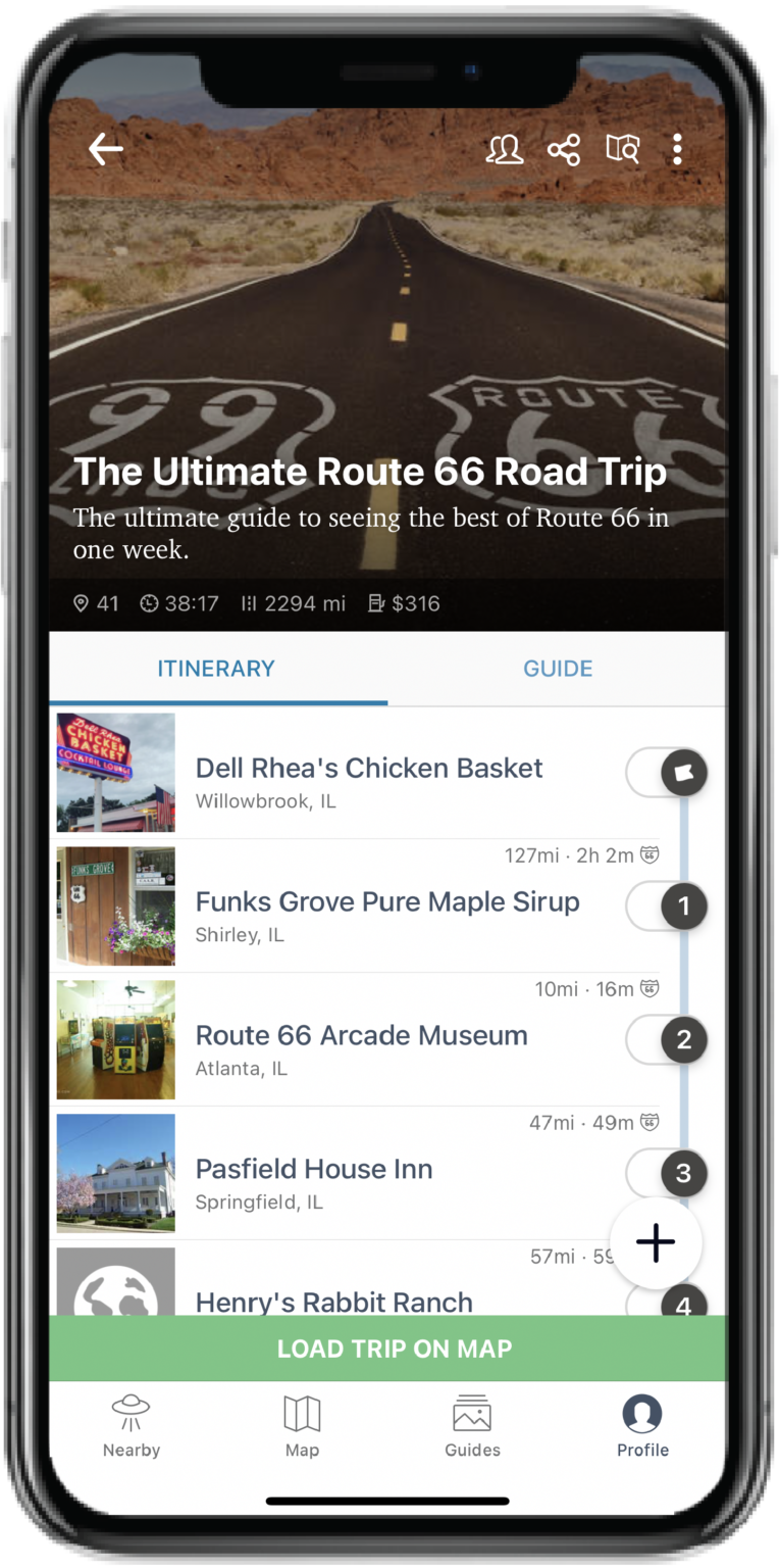 Roadtrippers mobile app preview