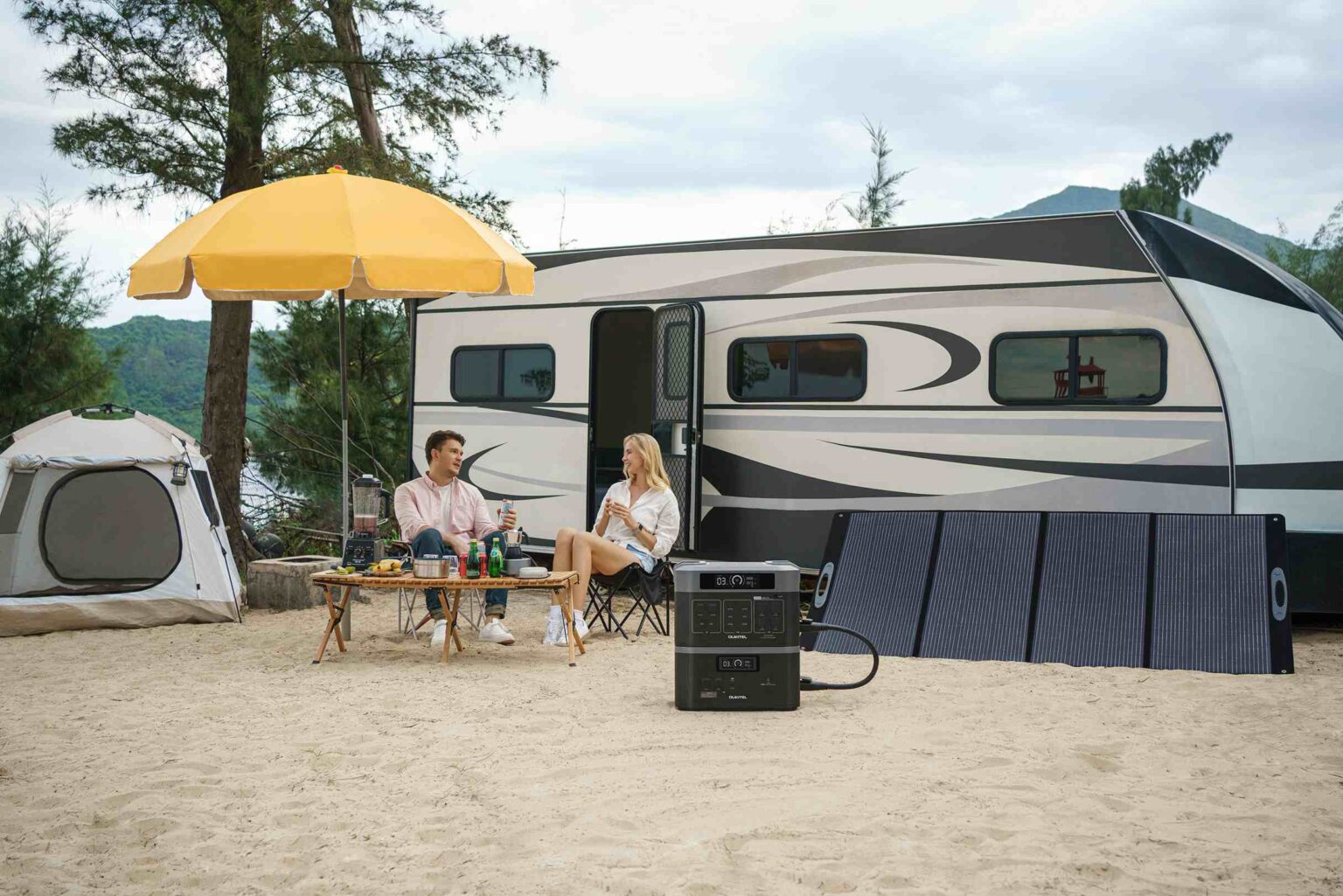 OUKITEL portable power station setup for off-grid use