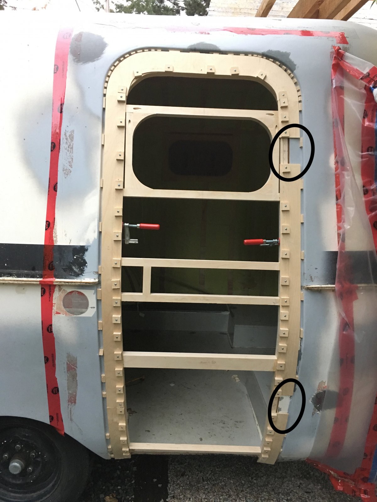 First layer of plywood for door construction