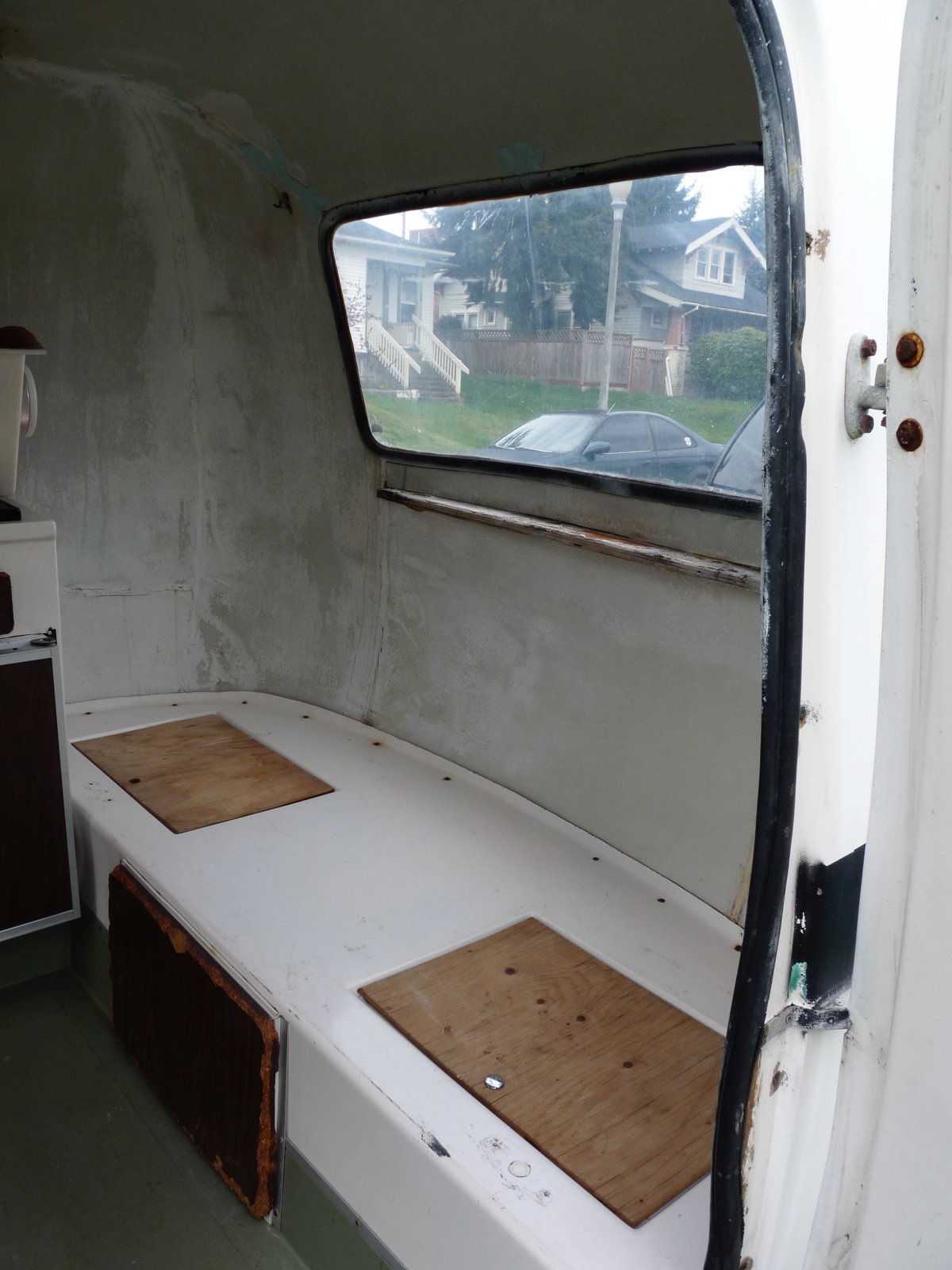 Original interior of Boler trailer