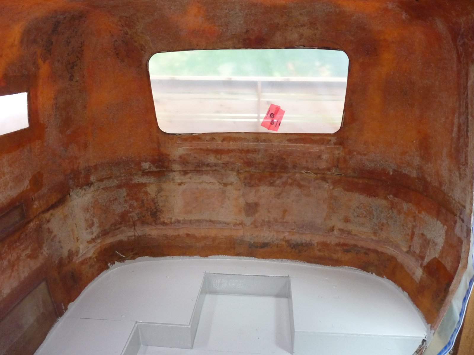 Plywood floor installed during restoration