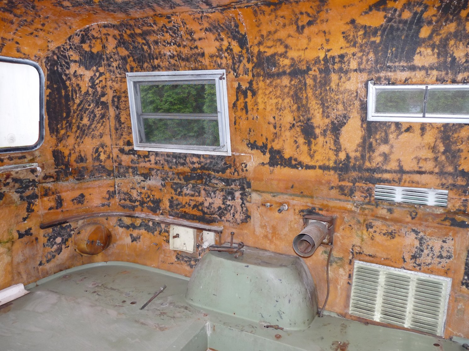 Stripped interior during demolition