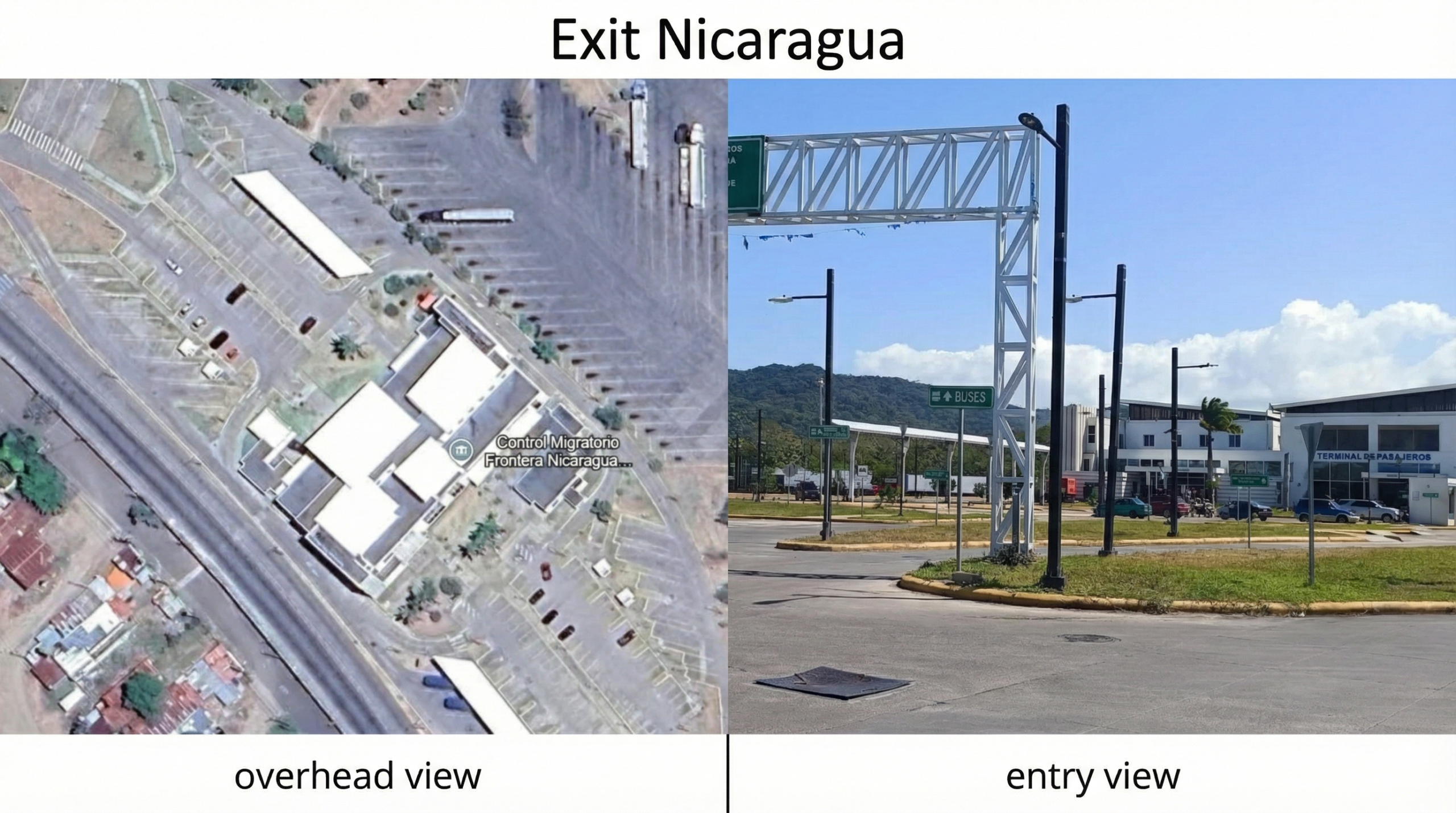 Exiting Nicaragua at the Peñas Blancas border crossing in an RV